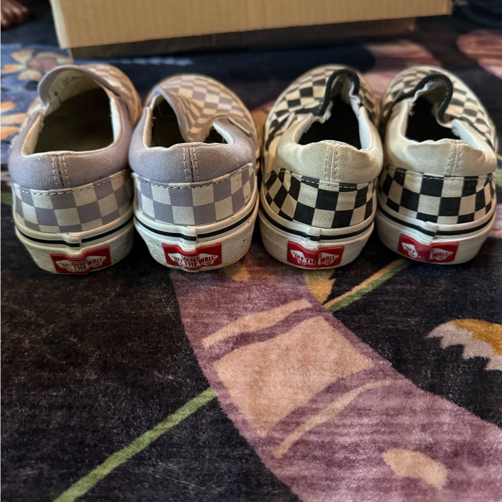 Vans Kids Checkered Slip-On Sneakers - Black and Purple - Picture 3 of 3